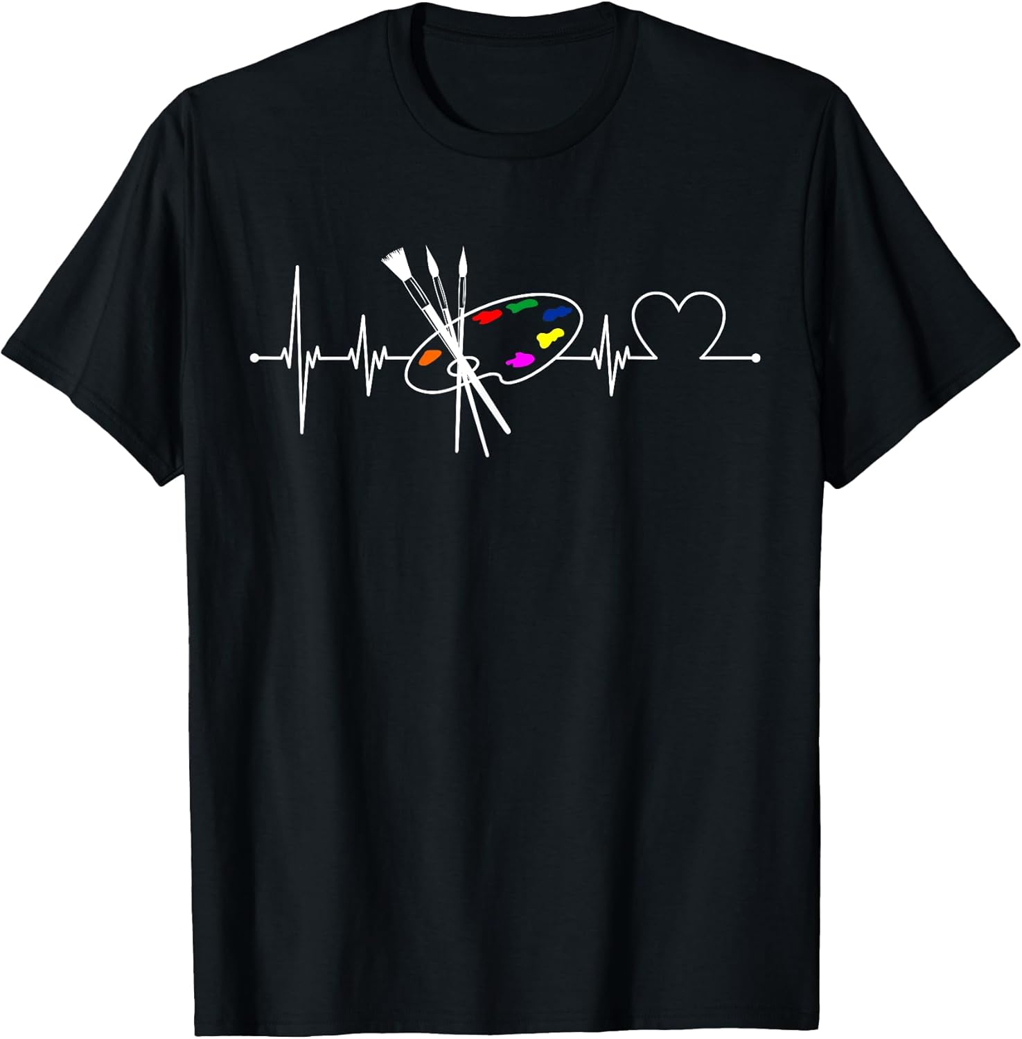 Funny Painter Gift For Artist Men Women Palette Heartbeat T-Shirt