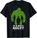 I'm Always Angry Superhero T-Shirt - Black, Unisex-Adults, Short Sleeve, Fitted, Small