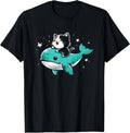 Cat Riding A Whale - Funny Cute Kawaii Graphic Kitten Lover T-Shirt