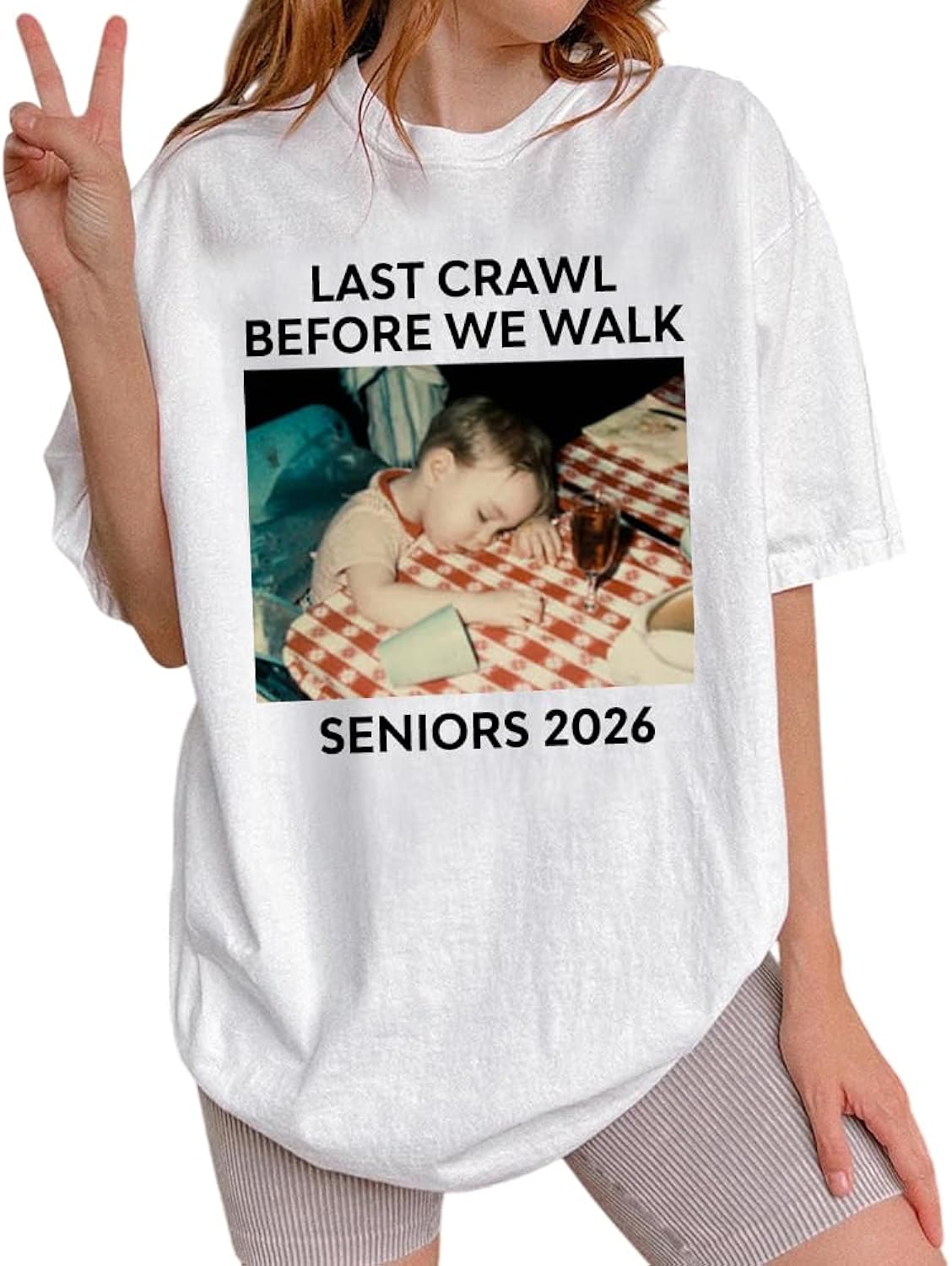 Custom Last Crawl Before We Walk Shirt - Personalized Graduation Gift Shirt, Senior Bar 2026, Custom Graduate Tee White