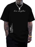 Mens T Shirts Los Angeles Letter Graphic Print Short Sleeve Summer Top 100% Cotton Casual Tees for Men