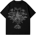 Men's Y2k Graphic Tees Star Floral Print Short Sleeve Summer Goth T Shirt Top