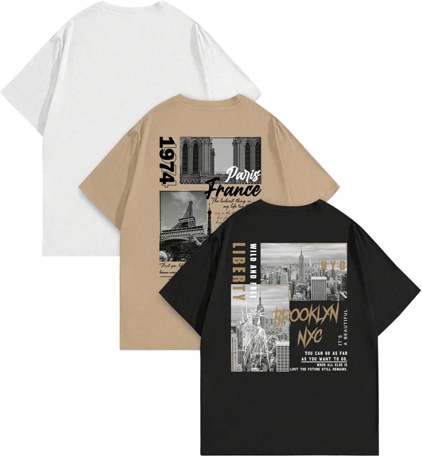 Men's 3 Pack Y2K Graphic Casual Tees Short Sleeve Y2K Crew Neck Summer T-Shirts Top