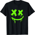 Green Grunge Face Smile Green Graphic T-Shirt