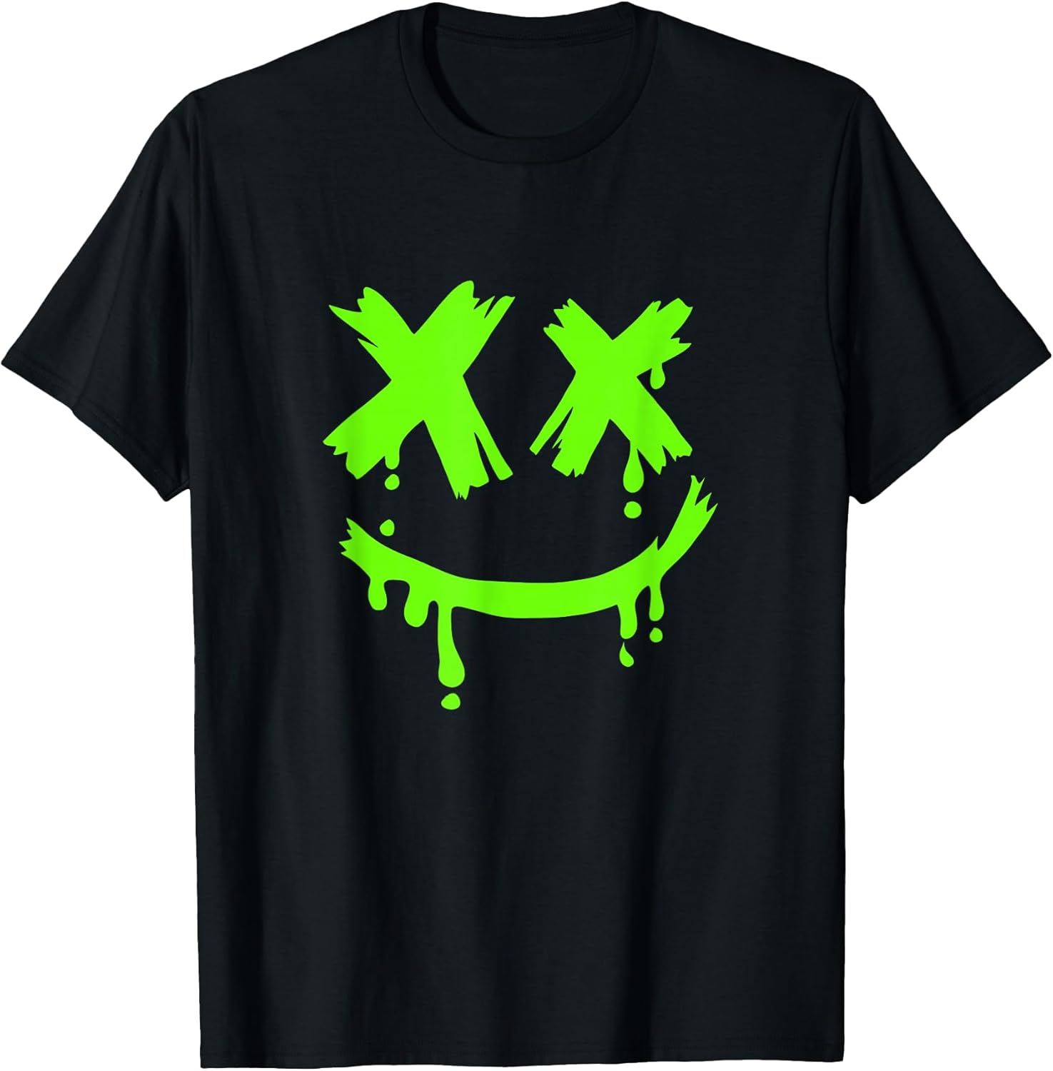 Green Grunge Face Smile Green Graphic T-Shirt