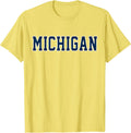 Vintage Michigan Look Blue Maize Men Retro Gold Michigan Tee T-Shirt