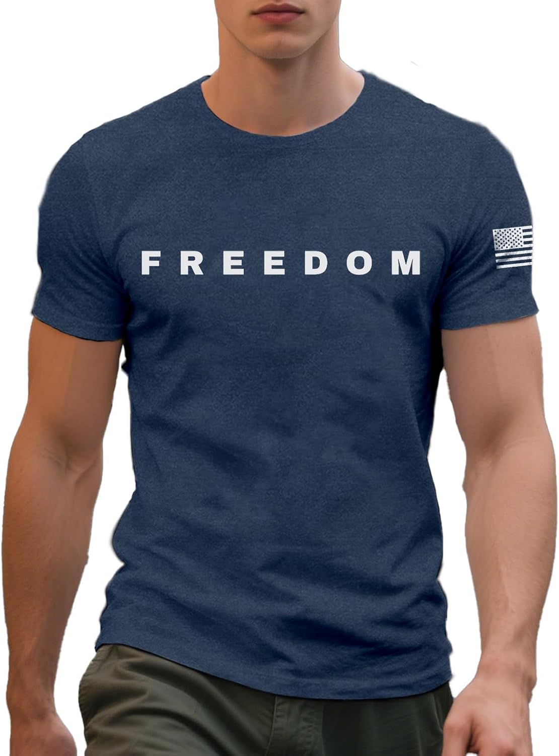 Freedom Shirts for Men 4th of July Tshirt Freedom America Flag Tees Patriotic Crewneck Short Sleeve Top
