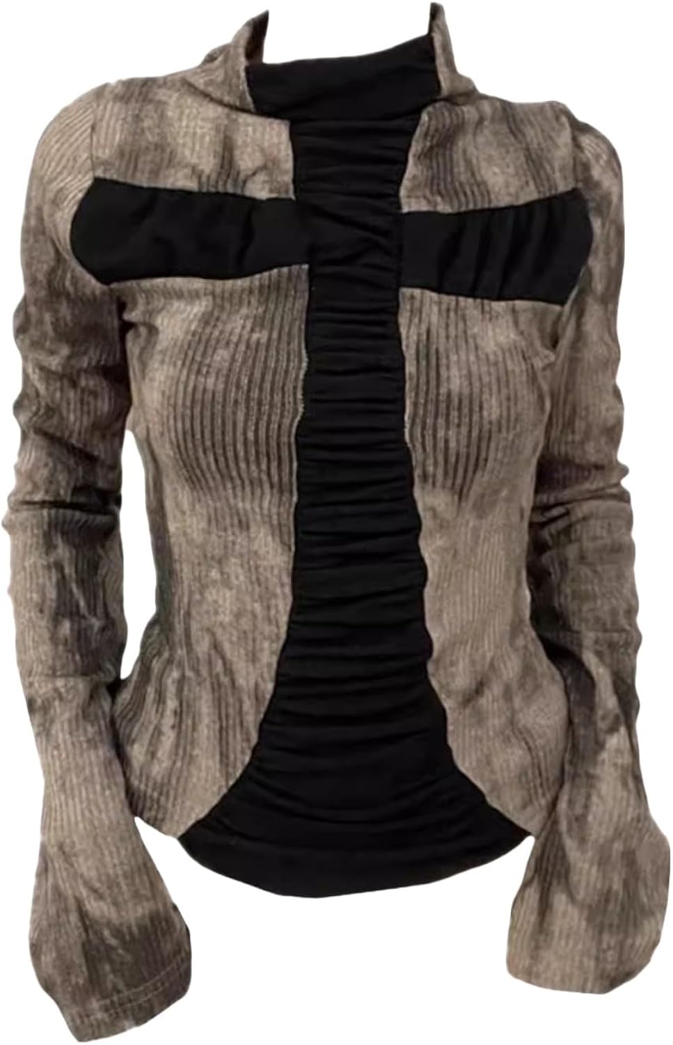 Slim Fairy Grunge Print Turtleneck T-Shirt Casual Vintage Goth E-Girls Women Y2K Clothing Cross Streetwear Ropa Top