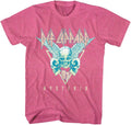 Def Leppard Hysteria '87 Three Skulls Adult Pink Heather Short Sleeve T Shirt 80s Rock Music Graphic Tees