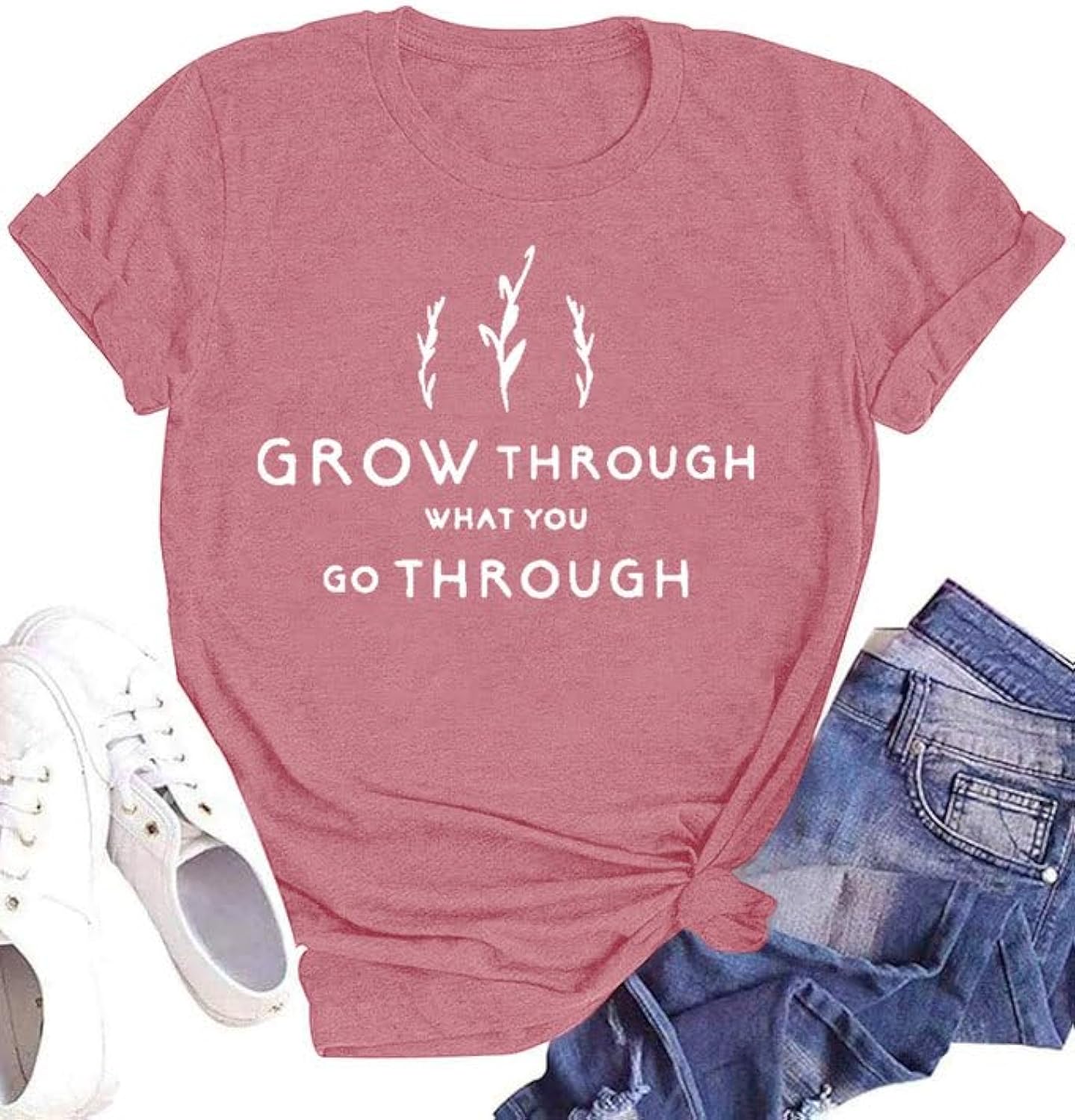Inspirational Tshirts for Women Grow Through What You Go Through Shirt Motivational Tee Top