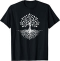 Minimalist Tree with Roots T-Shirt, Small, Black