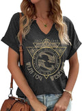 Vintage Rock Band T Shirt for Women Fashion Musical Tees Casual Sexy Notched V-Neck T Shirts Country Music Short Sleeve Tees…