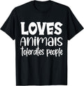 loves animals tolerates people quote Cat Lover & Dog Love T-Shirt