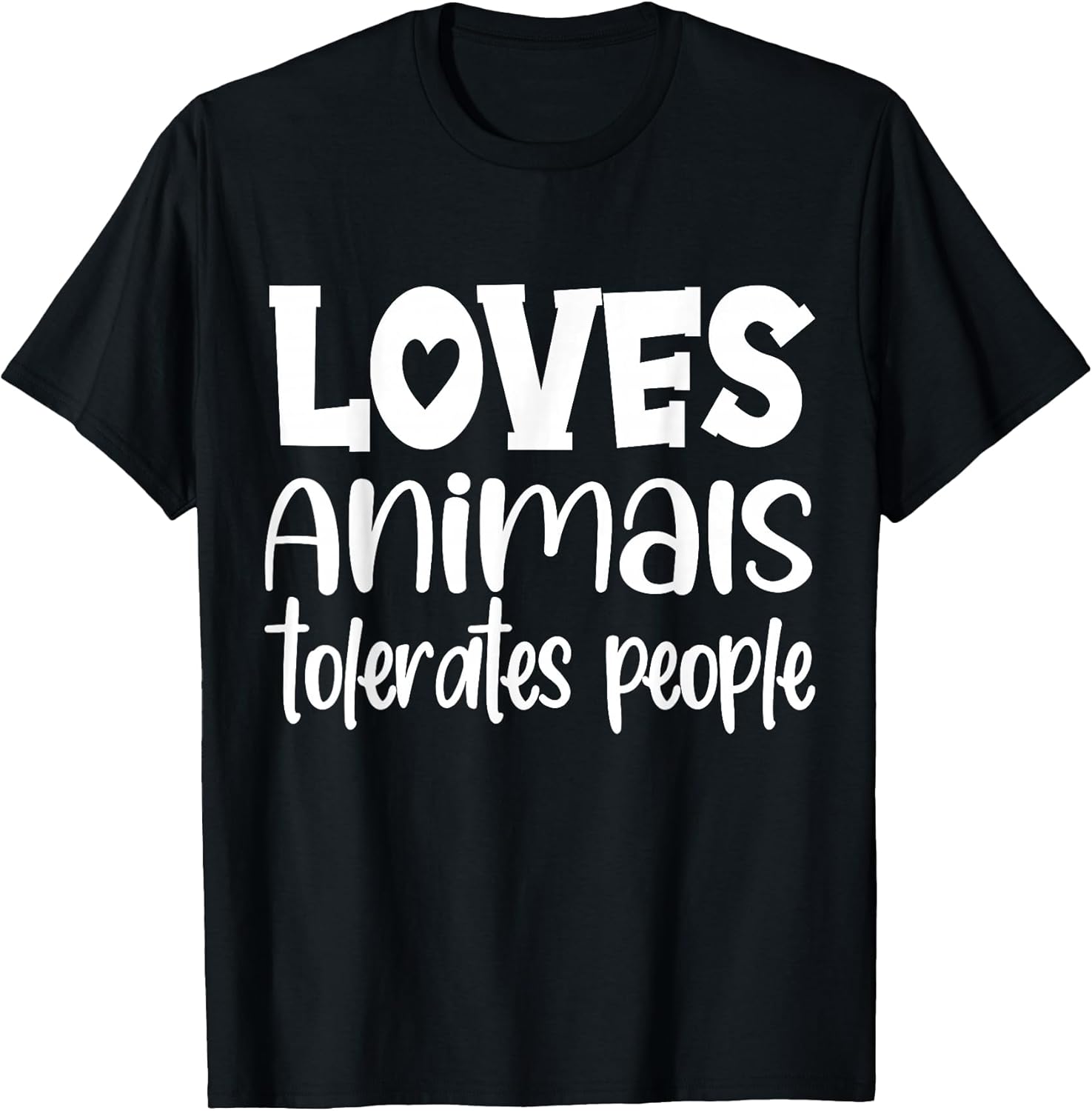 loves animals tolerates people quote Cat Lover & Dog Love T-Shirt
