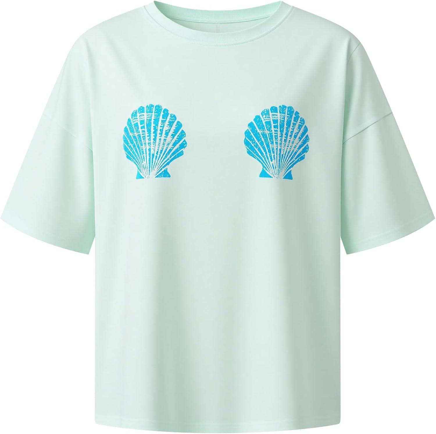 Y2k Women Lobster Graphic Oversized Tee Shirt Baggy Vintage Crayfish Sardine Print T Shirts for Teen Girls 90s Tops