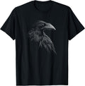 Mystical Black Raven Illustration Goth Viking Crow Artwork T-Shirt
