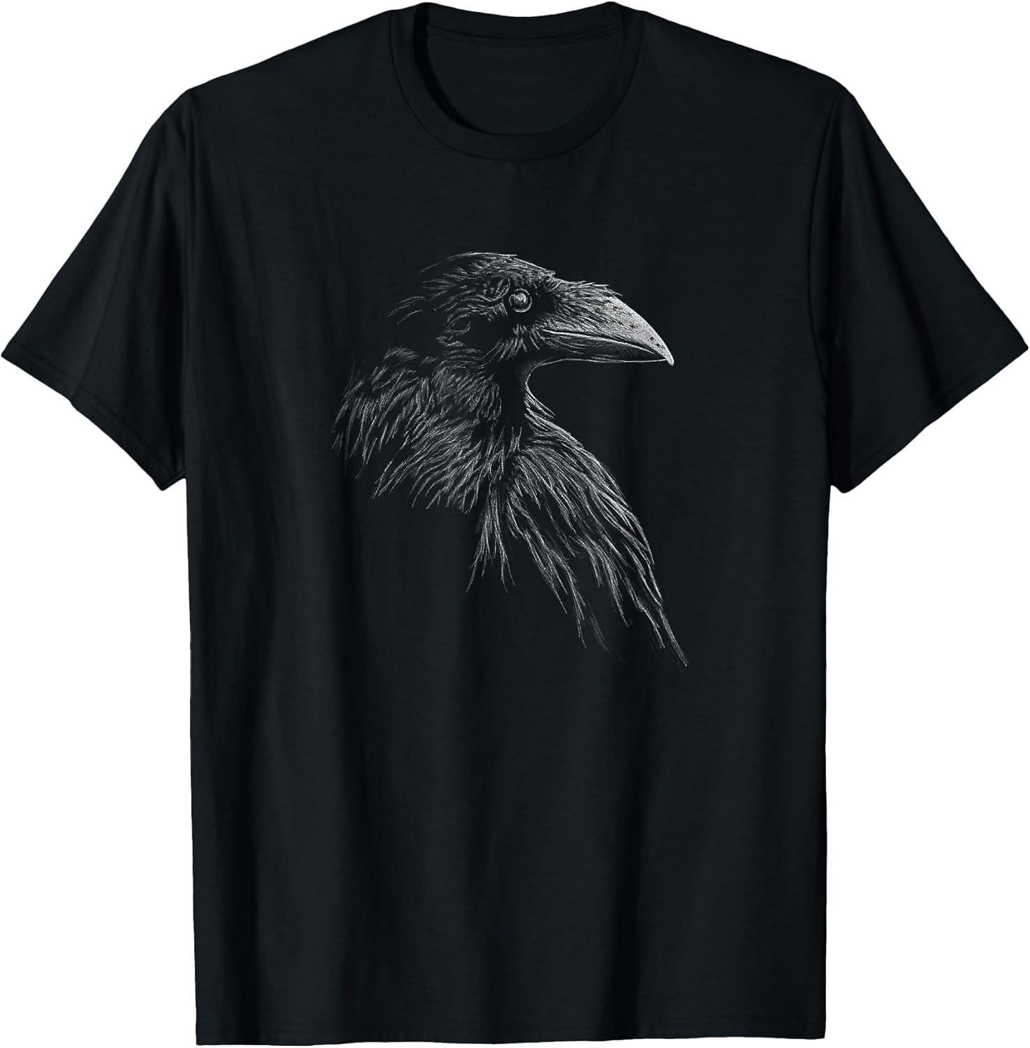 Mystical Black Raven Illustration Goth Viking Crow Artwork T-Shirt