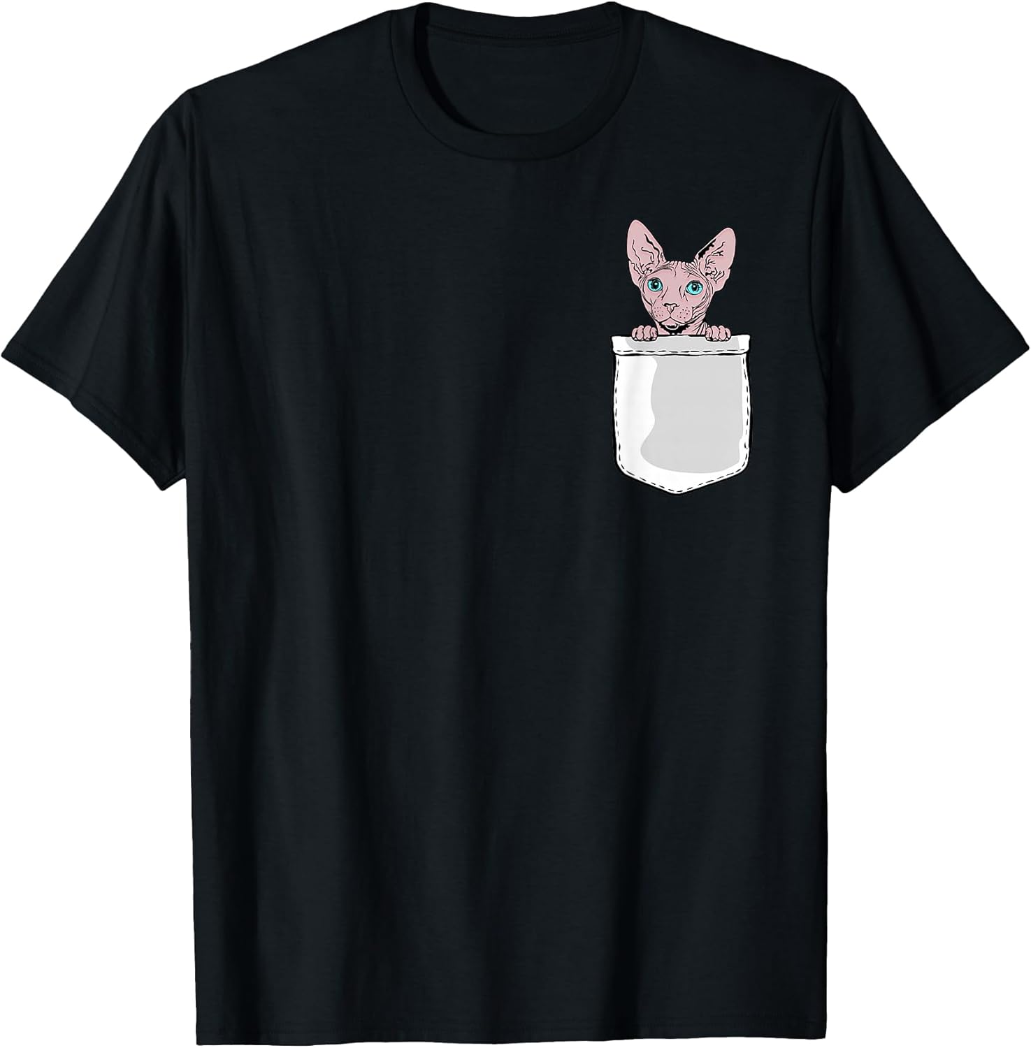 Cute Sphynx Cat in Pocket Hairless Cat Lover Pet Sphynx T-Shirt