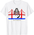 San Francisco Cat Golden Gate Bridge Book Lover Vintage T-Shirt