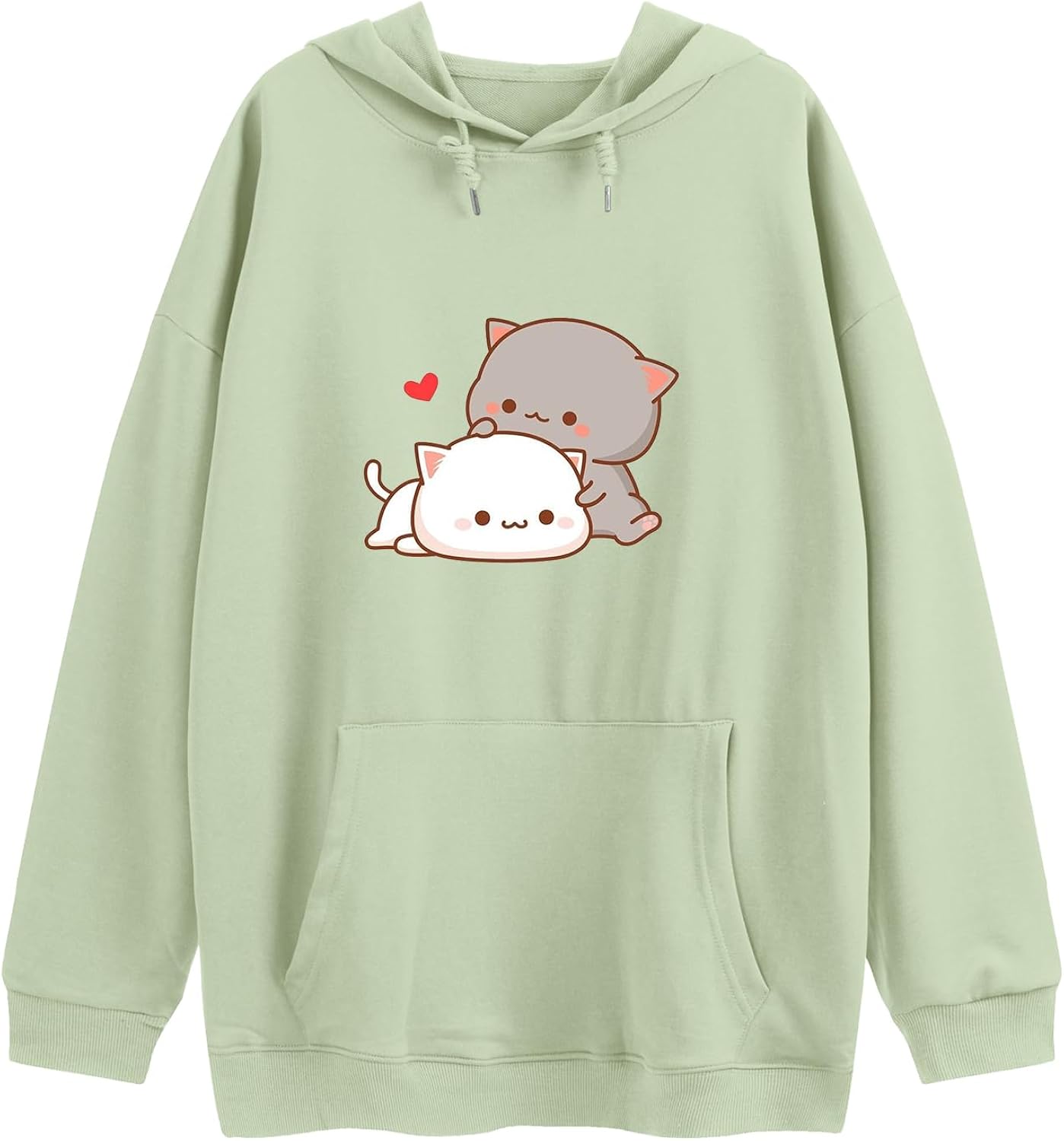 Cute Cat Graphic Hoodies Aesthetic Hooded Sweatshirts for Teen Girls Kawaii Cartoon Anime Lightweight Pullover Tops