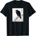 Japanese Crow Ink Art - Traditional Woodblock Bird T-Shirt