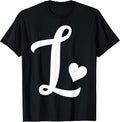 white letter L monogram initial minimalist heart graphic T-Shirt