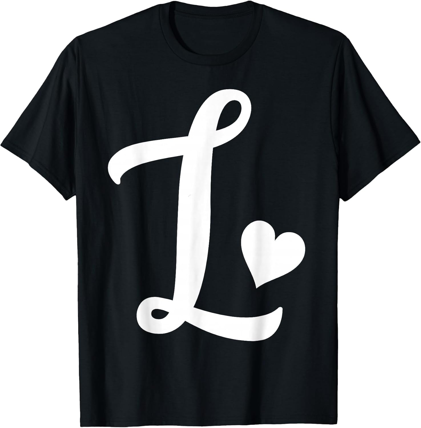 white letter L monogram initial minimalist heart graphic T-Shirt