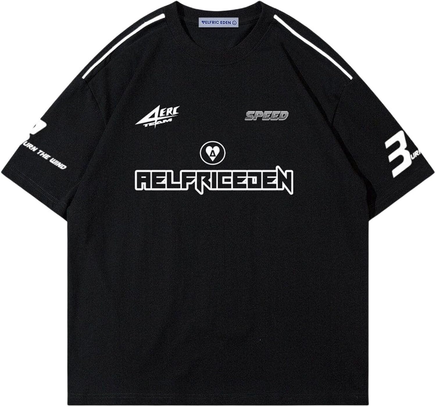 Mens Graphic Tees Vintage Racing Tees Oversized T Shirt Women Contrast Color Summer Tops