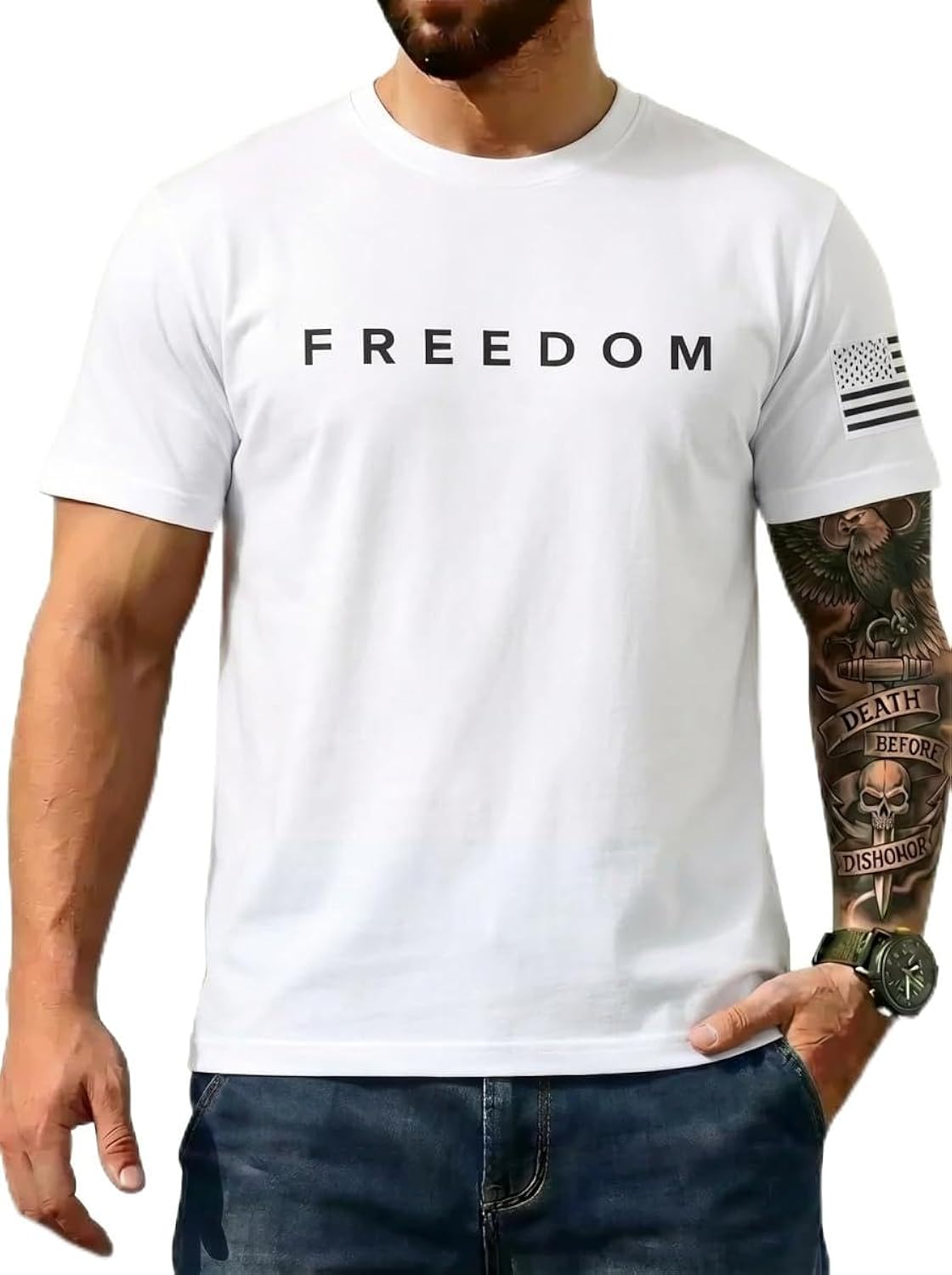 Men's USA Flag T-Shirt, Patriotic Freedom Graphic Tee, us Independence Day tee