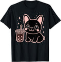 Cute French Bulldog Boba Dog Lover Cartoon T-Shirt