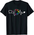 Funny Paint Palette Brush Heartbeat Artist Painter Art Love T-Shirt