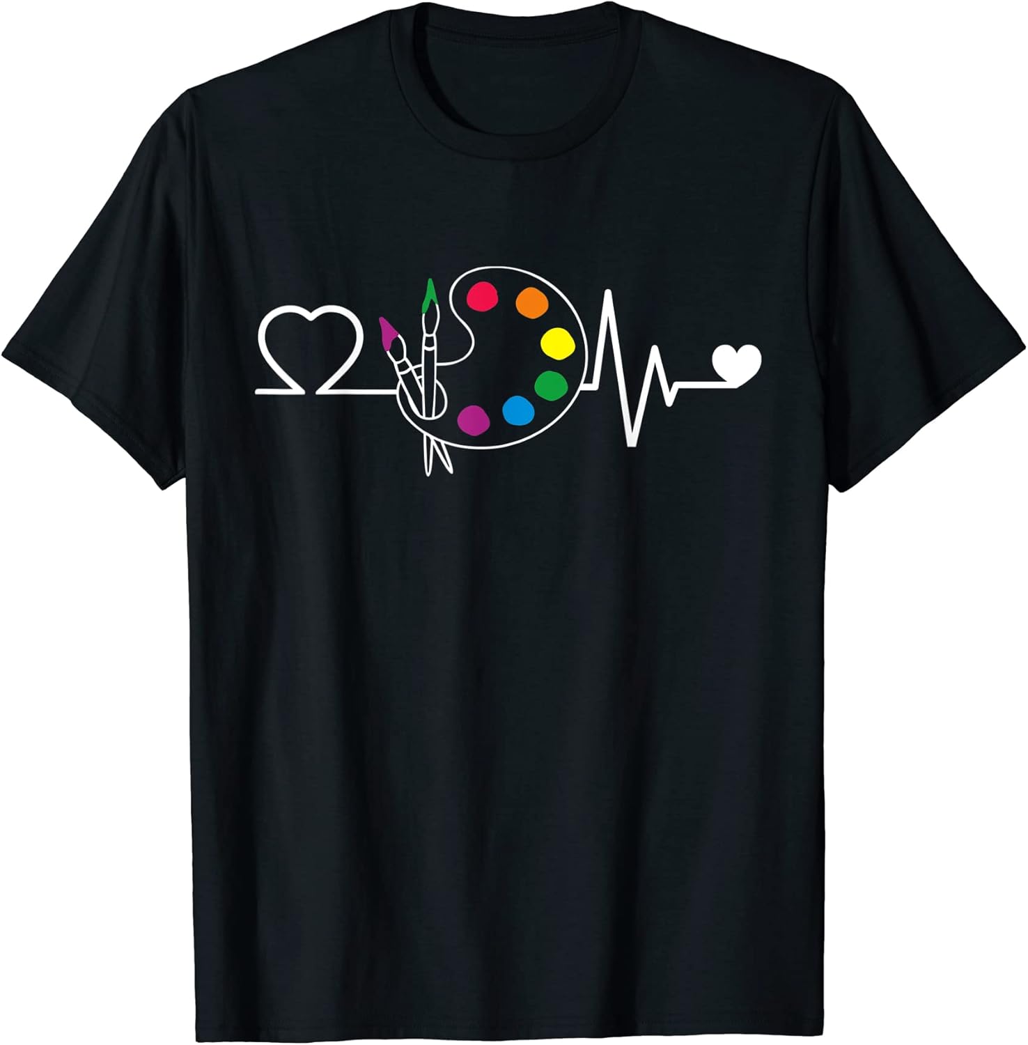 Funny Paint Palette Brush Heartbeat Artist Painter Art Love T-Shirt