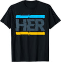 Her Glitch Streetwear Retro Gamma Blue Matching T-Shirt