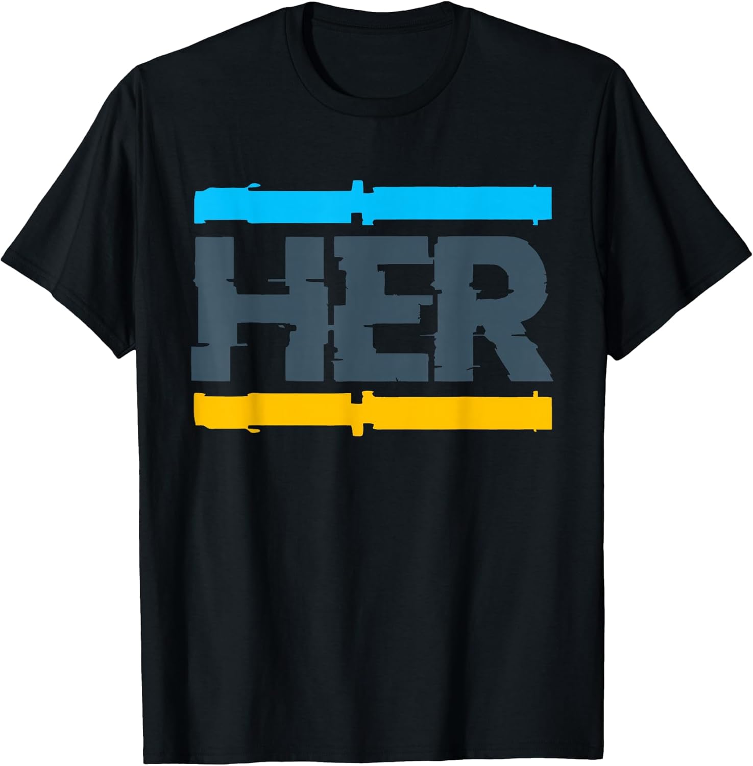 Her Glitch Streetwear Retro Gamma Blue Matching T-Shirt