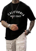 Men's Graphic Oversized T Shirt Drop Shoulder Short Sleeve Mock Neck Designer Tees Streetwear