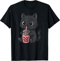 Cute Black Cat Kawaii Boba Tea Lover Zoo Boys Girls Kids T-Shirt