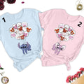 Blue Dog And Angel Balloons Matching Couple Valentine T-Shirts