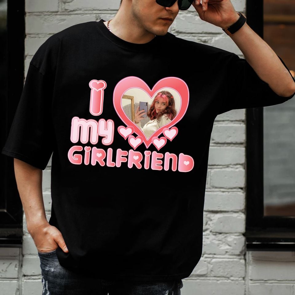 I Love My Girlfriend Shirt Custom Picture Shirt, Personalised I Heart My Girlfriend Shirt