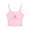 Coquette Pink Women's Spaghetti Strap Tank Top, Cute Summer Top