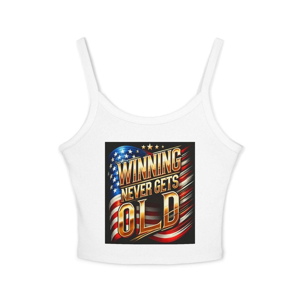 Patriotic Women's Spaghetti Strap Tank Top, Winning Never
