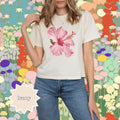 Pink Hibiscus Graphic Women's Boxy Tee