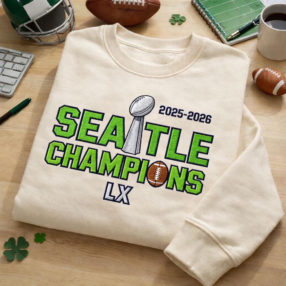 Embroidered Seattle Football Champions 2026 Sweatshirt, Washington State Retro Style 90s Vintage Shirt, Seattle Team Football Fan Gift