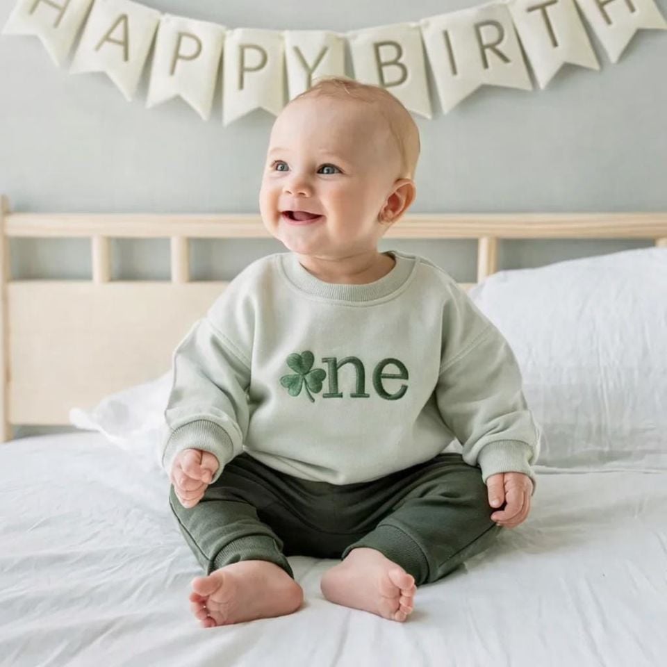 Embroidered Lucky ONE First Birthday Sweatshirt, Cake Smash Outfit, Shamrock 1st Birthday Toddler Shirt, First St. Patricks Day