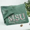 Custom College Embroidered Sweatshirt, Floral Letter Embroidered Hoodie, College University High School Crewneck, Graduation Gift For Friend