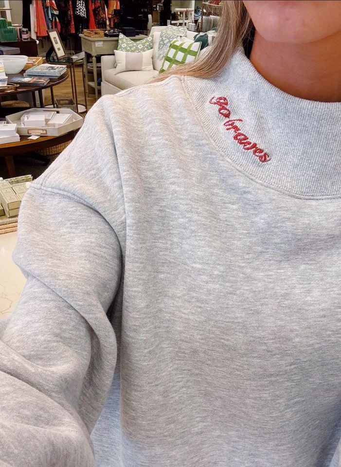 Custom Embroidered Mock Neck Sweatshirt | Cursive Name Crewneck | Bridal Preppy Apparel