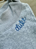 Custom Neckline Embroidered Mock Neck Sweatshirt | Minimal Script Name Collar