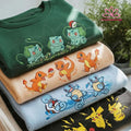 Custom PKM Cute Sweatshirt Embroidered, Anime Pokaball Feature Art, Pocket Beast Shirt, Fan Gift For Anime