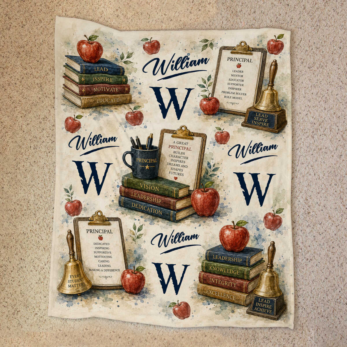 Personalized School Principal Blanket, Custom Principal Gift, Principal Appreciation Gift, End of Year Teacher Gift, Assistant Principal
