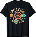 Retro 60s 70s Groovy Hippie Flowers Peace Sign Peace Love T-Shirt
