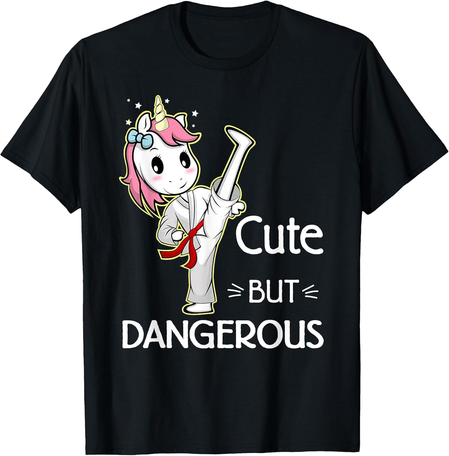 Cute Unicorn Karate Taekwondo T-Shirt - Unisex Kids - Black - Small - Short Sleeve - Funny Martial Arts T-Shirt